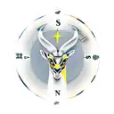 blend of springbok head with surgery and compass tattoo design idea