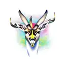 blend of springbok head with surgery and compass tattoo design idea