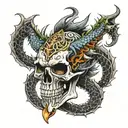 skull and dragon tattoo design idea