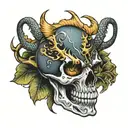 skull and dragon tattoo design idea