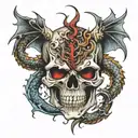 skull and dragon tattoo design idea