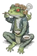 japanese frog drinking sake tattoo design idea
