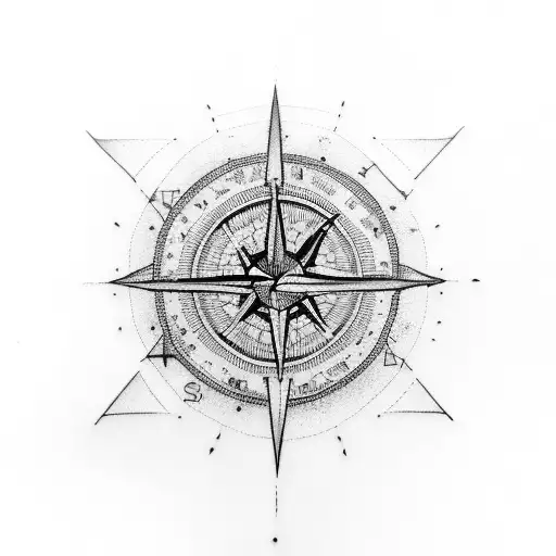 fine line tattoo with compass and a lightbulb lines arrow tattoo design idea