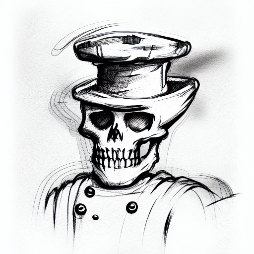 skeleton wearing chef hat  tattoo design idea