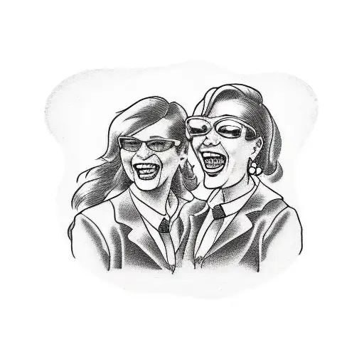 two female lawyers laughing at court tattoo design idea