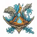 mini volcano with blue fire tattoo design idea