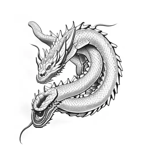 Rose Snake Dragon tattoo design idea