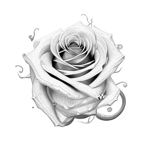 Rose Snake tattoo design idea