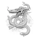 Rose Snake Dragon tattoo design idea