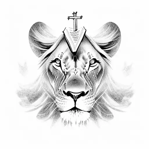 A lion with a bible verse and a cross also the name florence with a heart and the sentence child prodigy. tattoo design idea