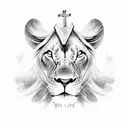 A lion with a bible verse and a cross also the name florence with a heart and the sentence child prodigy. tattoo design idea