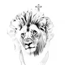 A lion with a bible verse and a cross also the name florence with a heart and the sentence child prodigy. tattoo design idea