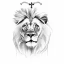 A lion with a bible verse and a cross also the name florence with a heart and the sentence child prodigy. tattoo design idea