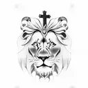 A lion with a bible verse and a cross also the name florence with a heart and the sentence child prodigy. tattoo design idea