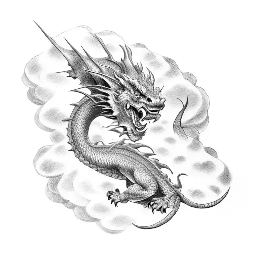 japan Dragon and cloud tattoo design idea