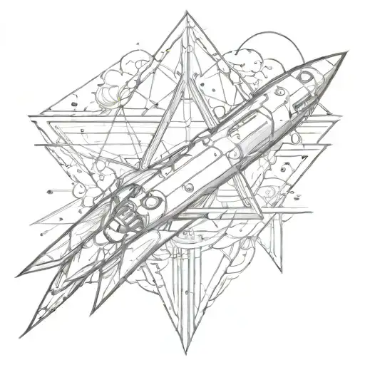 triangle rocket fine line tattoo tattoo design idea
