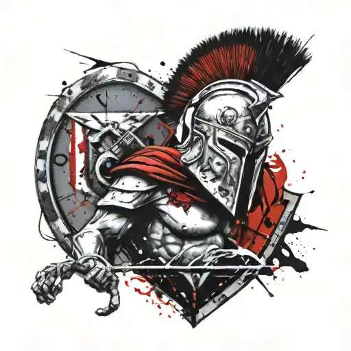 spartan holding a shield tattoo design idea