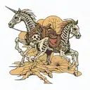 desert landscape skeleton horse with skeleton rider tattoo design idea