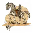 desert landscape skeleton horse with skeleton rider tattoo design idea