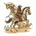 desert landscape skeleton horse with skeleton rider tattoo design idea