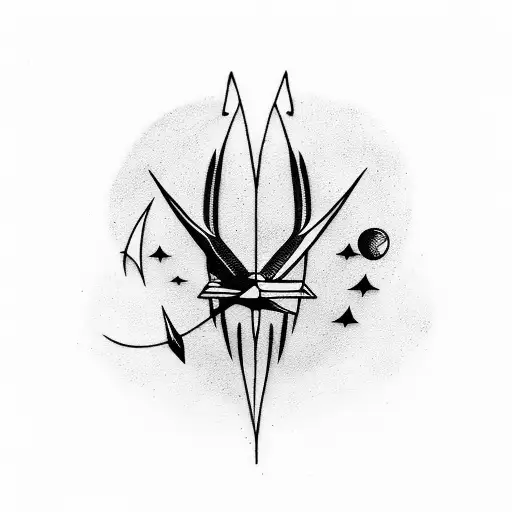 Phases of the moon with arrow and bat wings tattoo design idea