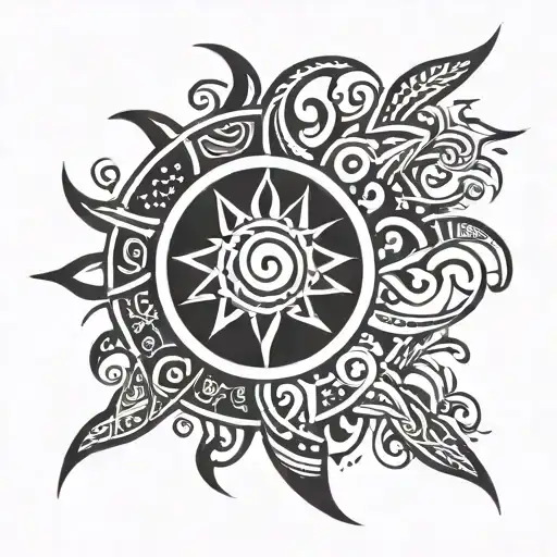 tribal sun tattoo design idea