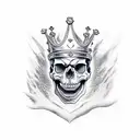 skull with crown and shark tattoo design idea