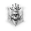 skull with crown and shark tattoo design idea