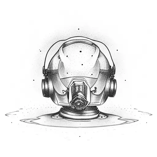 little white rabbit with a big, firefighter helmet  tattoo design idea