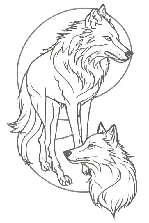 wolf and raven tattoo design idea