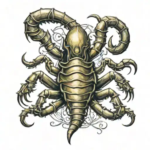 scorpion in medieval armor tattoo design idea