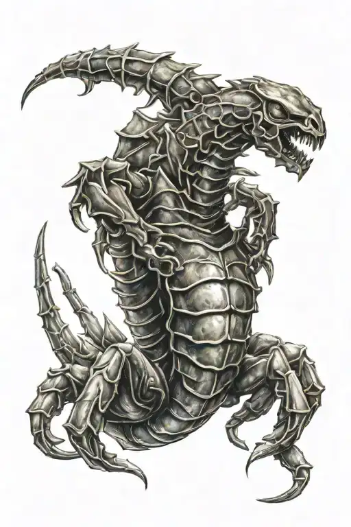 scorpion with medieval armor castle tattoo design idea