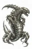 scorpion with medieval armor castle tattoo design idea