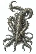 scorpion with medieval armor castle tattoo design idea
