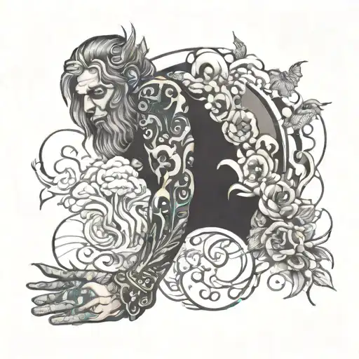 full arm sleeve with wrist being life on earth and working your way to heaven at the shoulder tattoo design idea