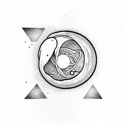 moon rising from a uterus with the golden ratio behind with a minimalist design tattoo design idea