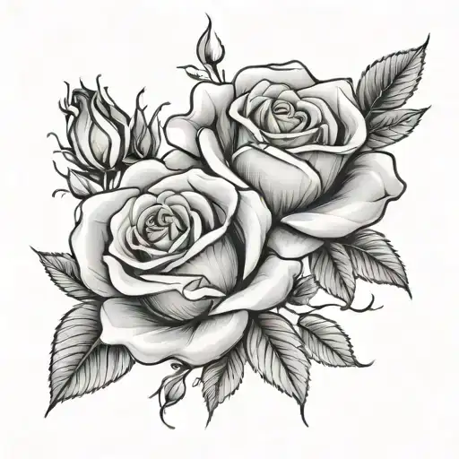 roses blooming tattoo design idea