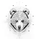 tattoo on the neck, angry bear in the style of viking patterns tattoo design idea