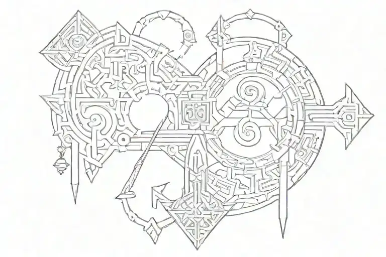 dwarven glyphs tattoo design idea