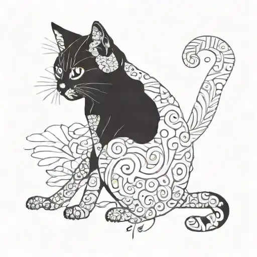 A cat outline made up of the word "cat" in different languages. Gato, kucing, 고양이, 猫, кошка, chat, katze, cath tattoo design idea