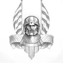 spartan, thin red line, American flag, shield tattoo design idea