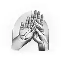 praying hand with Sun tattoo design idea