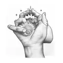 praying hand with Sun tattoo design idea