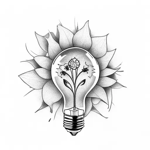 light bulb with daffodils  tattoo design idea