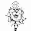 light bulb with daffodil inside tattoo design idea