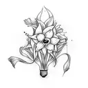 light bulb with daffodil inside tattoo design idea