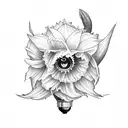 light bulb with daffodil inside tattoo design idea