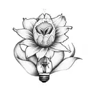 light bulb with daffodil inside tattoo design idea
