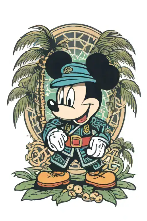 mickey mouse, palm trees, martial arts, celtic family symbol  tattoo design idea