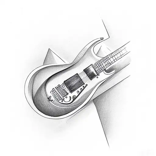 guitar with lyrics tattoo design idea